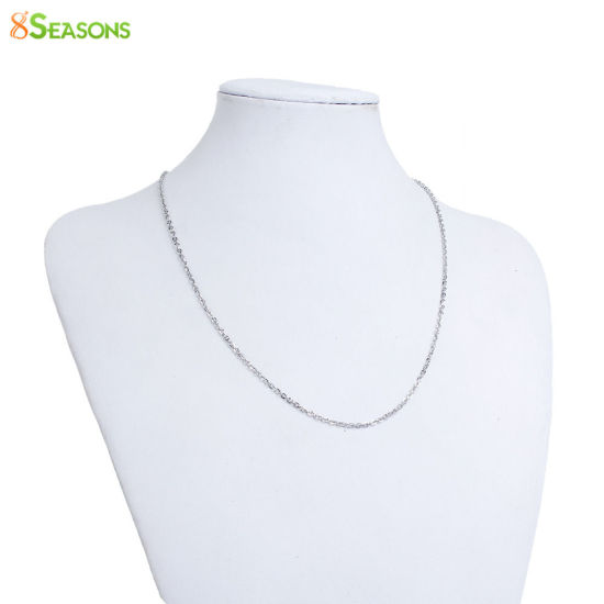 Picture of 304 Stainless Steel Link Cable Chain Necklace Oval Silver Tone 50cm(19 5/8") long, Chain Size: 2x2mm(1/8"x1/8"), 1 Piece