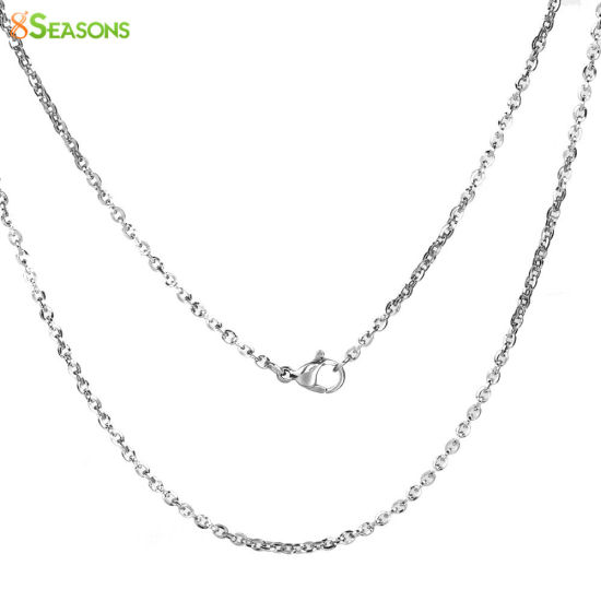 Picture of 304 Stainless Steel Link Cable Chain Necklace Oval Silver Tone 50cm(19 5/8") long, Chain Size: 2x2mm(1/8"x1/8"), 1 Piece