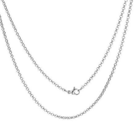 Picture of Wholesale Rolo Chain Necklace, Silver Tone 304 Stainless Steel, Unisex Minimalist Gift Jewelry For Retailer, 51cm(20.1") long, Chain Size: 2.5mm, 1 Piece