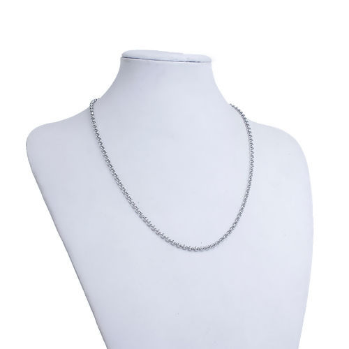 Picture of 304 Stainless Steel Rolo Chain Necklace Silver Tone 51cm(20 1/8") long, Chain Size: 2.5mm(1/8"), 1 Piece