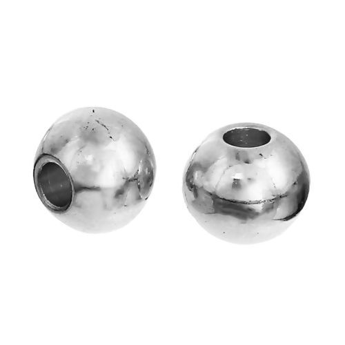 Picture of 304 Stainless Steel Spacer Beads Drum Silver Tone About 4mm( 1/8") Dia, Hole: Approx 2.1mm, 30 PCs