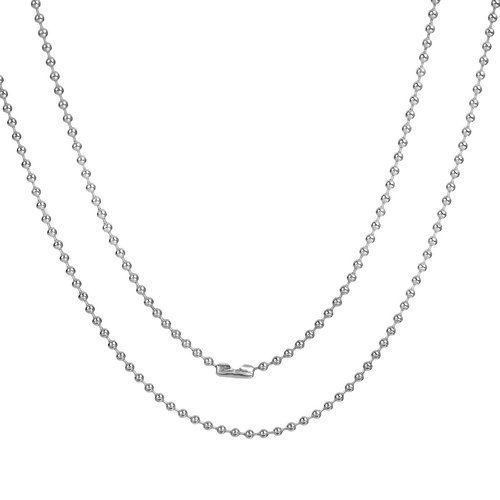 Picture of 304 Stainless Steel Ball Chain Necklace Silver Tone 60cm(23 5/8") long, Chain Size: 3mm Dia.(1/8"), 1 Piece