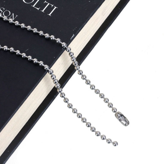 Immagine di 1 Pz Placcatura Sottovuoto 304 Acciaio Inossidabile Catena a Pallini Collana Oro Placcato 60cm Lunghezza, Dimensione della Catena 2mm