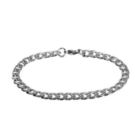 304 Stainless Steel Lobster Clasp Link Curb Chain Bracelets Silver Tone 20.5cm(8 1/8") long, 1 Piece