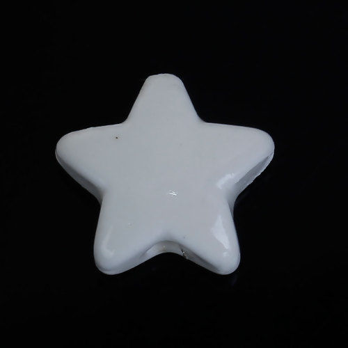 Image de Perles en Céramique Etoile Blanc 15mm x 14mm, Taille de Trou: 2.9mm, 10 Pcs
