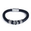 Bild von 304 Edelstahl & Echtes Leder Armband Silberfarbe Schwarz Zylinder Skelett 21.5cm lang, 1 Stück