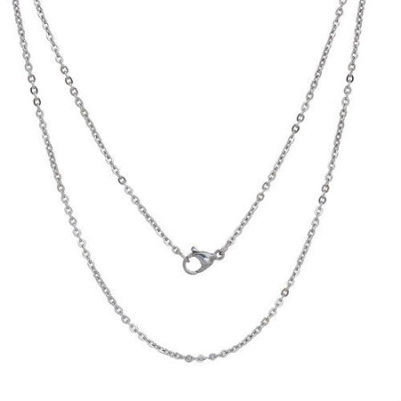 Picture of Wholesale Link Cable Chain Necklace, Silver Tone 304 Stainless Steel, Unisex Minimalist Gift Jewelry For Retailer, 45.5cm(17.9") long, Chain Size: 2.2x2mm, 3 PCs
