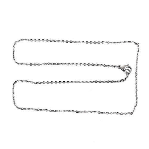 Image de Collier de Chaîne en 304 Acier Inoxydable Ovale Argent Mat Chaîne Maille Forçat 45.5cm long, Taille de chaînon: 2.2x2mm, 3 Pcs