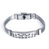Picture of 304 Stainless Steel Bracelets Silver Tone Rectangle Cross Curve 21.5cm(8 4/8") long, 1 Piece