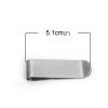 Picture of 304 Stainless Steel Money Clip Rectangle Silver Tone Blank 51mm(2") x 16mm( 5/8"), 2 PCs