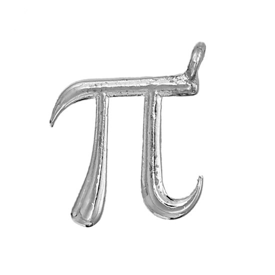 Picture of Zinc Based Alloy Charms Pi Math Symbol Silver Plated 18mm( 6/8") x 16mm( 5/8"), 10 PCs