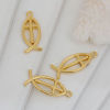 Picture of Brass Pendants Jesus/ Christian Fish Ichthys Gold Plated Cross Hollow 32mm(1 2/8") x 12mm( 4/8"), 2 PCs                                                                                                                                                       