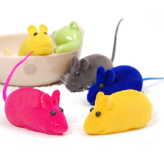 Picture of Flocking Pet Products Squeak Toys Mouse Animal At Random 13.5cm(5 3/8") x 2.8cm(1 1/8"), 1 Piece