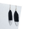 Picture of Natural Feather Earrings Gold Plated Silver & Golden Painting 74mm(2 7/8") x 20mm( 6/8"), Post/ Wire Size: (21 gauge), 1 Pair