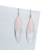 Picture of Natural Feather Earrings Gold Plated Light Pink & Silver Painting 72mm(2 7/8") x 18mm( 6/8"), Post/ Wire Size: (21 gauge), 1 Pair