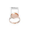 Picture of Brass Adjustable Rings Round Rose Gold Cabochon Settings (Fits 18mm Dia.) 16.5mm( 5/8")(US Size 6), 5 PCs                                                                                                                                                     