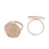Picture of Brass Adjustable Rings Round Rose Gold Cabochon Settings (Fits 18mm Dia.) 16.5mm( 5/8")(US Size 6), 5 PCs                                                                                                                                                     