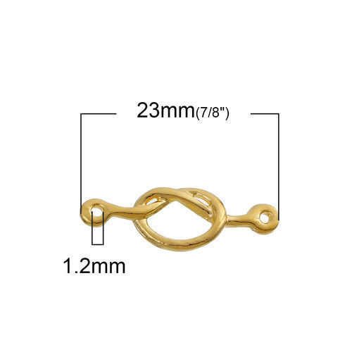 Picture of Zinc Based Alloy Connectors Love Knot Gold Plated Hollow 23mm x 8mm, 10 PCs