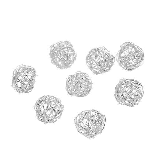 Picture of Iron Based Alloy Charms Love Knot Silver Tone Hollow 11mm( 3/8") x 10mm( 3/8"), 10 PCs