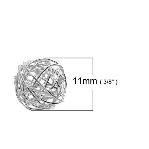 Picture of Iron Based Alloy Charms Love Knot Silver Tone Hollow 11mm( 3/8") x 10mm( 3/8"), 10 PCs