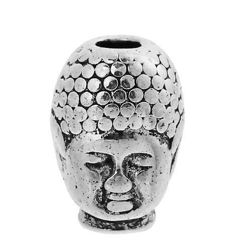 Изображение 3D Цинковый Сплав Подвески Античное Серебро Будда С Узором 13мм x 9мм, 20 ШТ