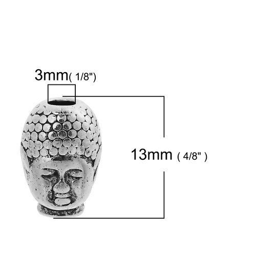 Изображение 3D Цинковый Сплав Подвески Античное Серебро Будда С Узором 13мм x 9мм, 20 ШТ