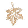 Picture of Zinc Based Alloy 3D Charms Maple Leaf Gold Plated Hollow 28mm(1 1/8") x 20mm( 6/8"), 10 PCs