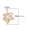 Picture of Zinc Based Alloy 3D Charms Maple Leaf Gold Plated Hollow 28mm(1 1/8") x 20mm( 6/8"), 10 PCs