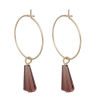 Picture of Acrylic Hoop Earrings Gold Plated Purple Faceted Cone 47mm(1 7/8") x 25mm(1"), Post/ Wire Size: (21 gauge), 1 Pair