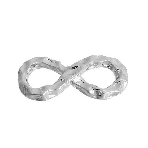 Picture of Zinc Based Alloy Hammered Connectors Infinity Symbol Silver Tone Hollow 20mm x 9mm, 10 PCs