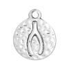Picture of Zinc Based Alloy Hammered Charms Round Antique Silver Color Wishbone 20mm( 6/8") x 16mm( 5/8"), 10 PCs