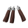 Picture of Polyester Faux Suede Pendants Tassel Silver Tone Coffee About 59mm(2 3/8") x 12mm( 4/8"), 10 PCs