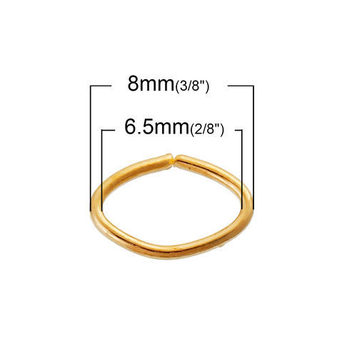 Picture of 0.8mm Iron Based Alloy Open Jump Rings Findings Oval Gold Plated 8mm x 5mm, 1000 PCs