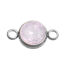 Picture of 304 Stainless Steel October Birthstone Connectors Round Silver Tone Pink Rhinestone 18mm( 6/8") x 10mm( 3/8"), 2 PCs