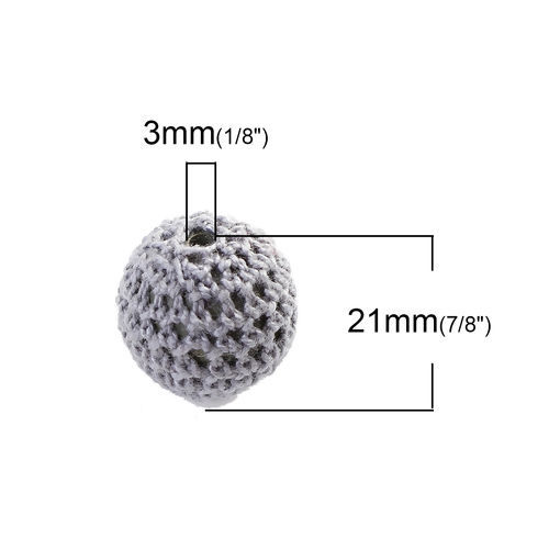 Imagen de Acrílico Espaciador Cuentas Ronda Gris Ganchillo Aprox 21mm Dia, Agujero: Aprox 3mm, 2 Unidades