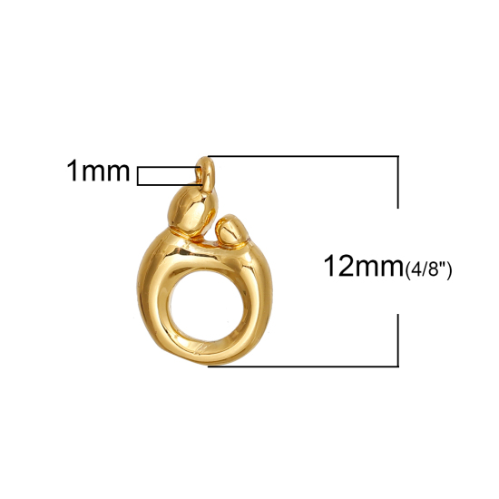 Picture of Brass Charms Mother And Child Gold Plated Hollow 12mm( 4/8") x 8mm( 3/8"), 3 PCs                                                                                                                                                                              