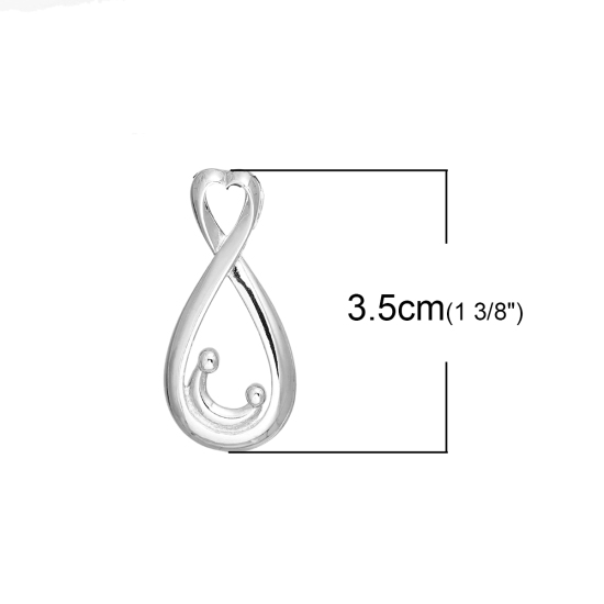 Picture of Brass Pendants Mother And Child Silver Tone Infinity Symbol Hollow 35mm(1 3/8") x 16mm( 5/8"), 1 Piece                                                                                                                                                        