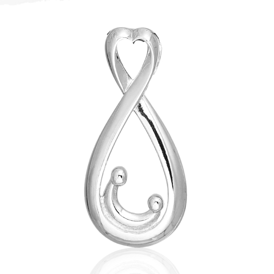 Picture of Brass Pendants Mother And Child Silver Tone Infinity Symbol Hollow 35mm(1 3/8") x 16mm( 5/8"), 1 Piece                                                                                                                                                        