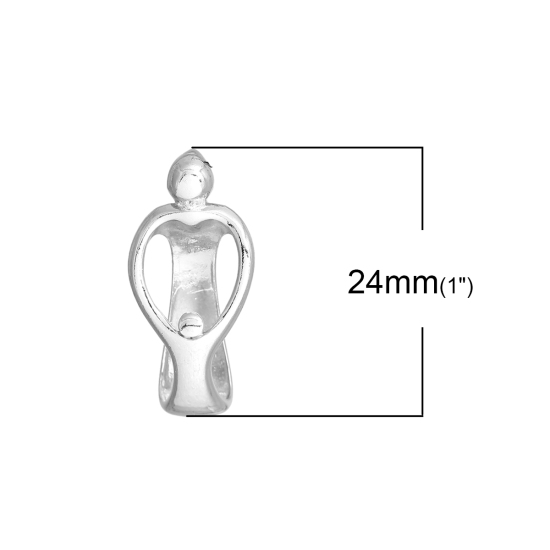 Picture of Brass Charms Mother And Child Silver Tone Hollow 24mm(1") x 12mm( 4/8"), 2 PCs                                                                                                                                                                                
