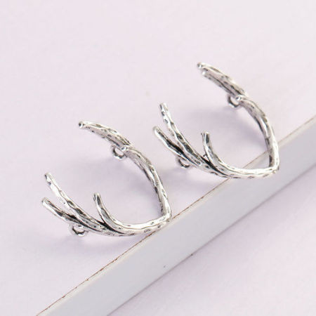 Bild von Messing Charms Geweih Antiksilber 25mm x 23mm 2 Stück