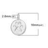 Picture of Brass Charms Round Silver Tone Bear Paw Print 16mm( 5/8") x 12mm( 4/8"), 2 PCs                                                                                                                                                                                