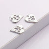 Picture of Brass Charms Heart Silver Tone Bear Paw Print Hollow 14mm( 4/8") x 11mm( 3/8"), 2 PCs                                                                                                                                                                         
