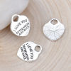 Picture of Zinc Based Alloy Charms Heart Antique Silver Color Message " I Love You To The Moon And Back " 19mm( 6/8") x 16mm( 5/8"), 5 PCs