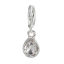Picture of Brass Charms Drop Silver Tone Clear Rhinestone 26mm(1") x 11mm( 3/8"), 5 PCs