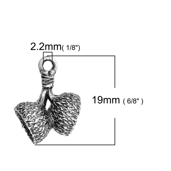 Picture of Zinc Based Alloy 3D Charms Acorn Antique Silver Color 19mm( 6/8") x 15mm( 5/8"), 10 PCs