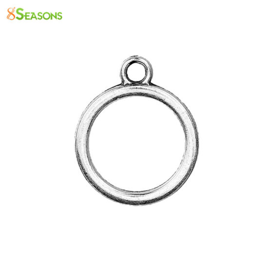 Picture of 10 PCs Zinc Based Alloy Geometric Bezel Frame Charms Pendants Gold Plated Round Hollow 19mm x 16mm