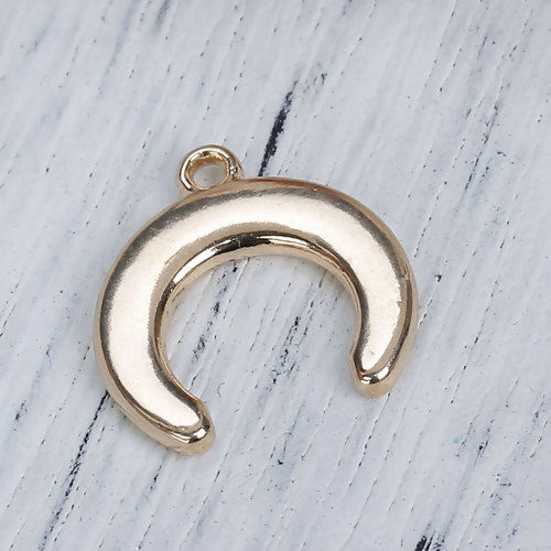 Imagen de Zamak Colgantes Charms Luna Creciente Chapado en Oro 16mm x 15mm, 10 Unidades