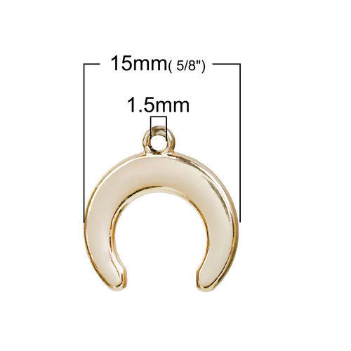 Imagen de Zamak Colgantes Charms Luna Creciente Chapado en Oro 16mm x 15mm, 10 Unidades