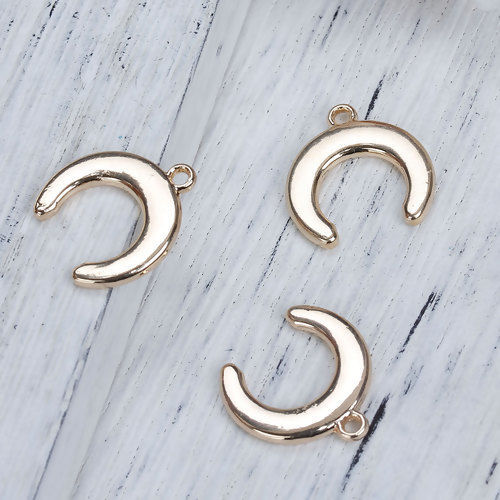 Imagen de Zamak Colgantes Charms Luna Creciente Chapado en Oro 16mm x 15mm, 10 Unidades