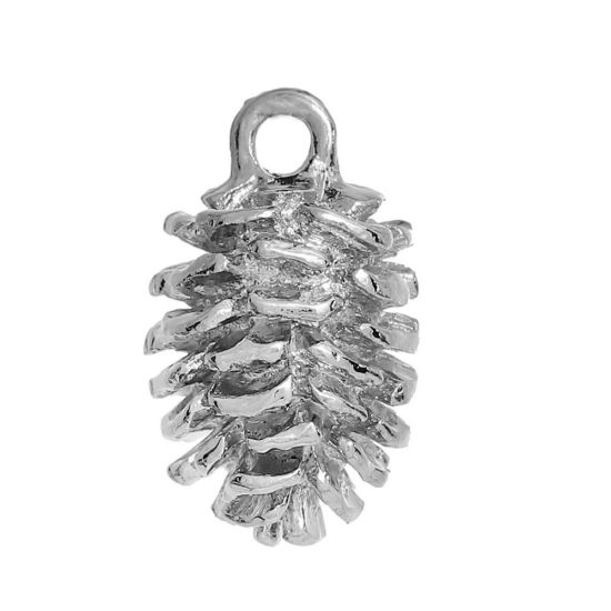Image de Pendentif en Alliage de Zinc 3D Pomme de Pin Argent Vieilli 34mm x 23mm, 5 Pcs